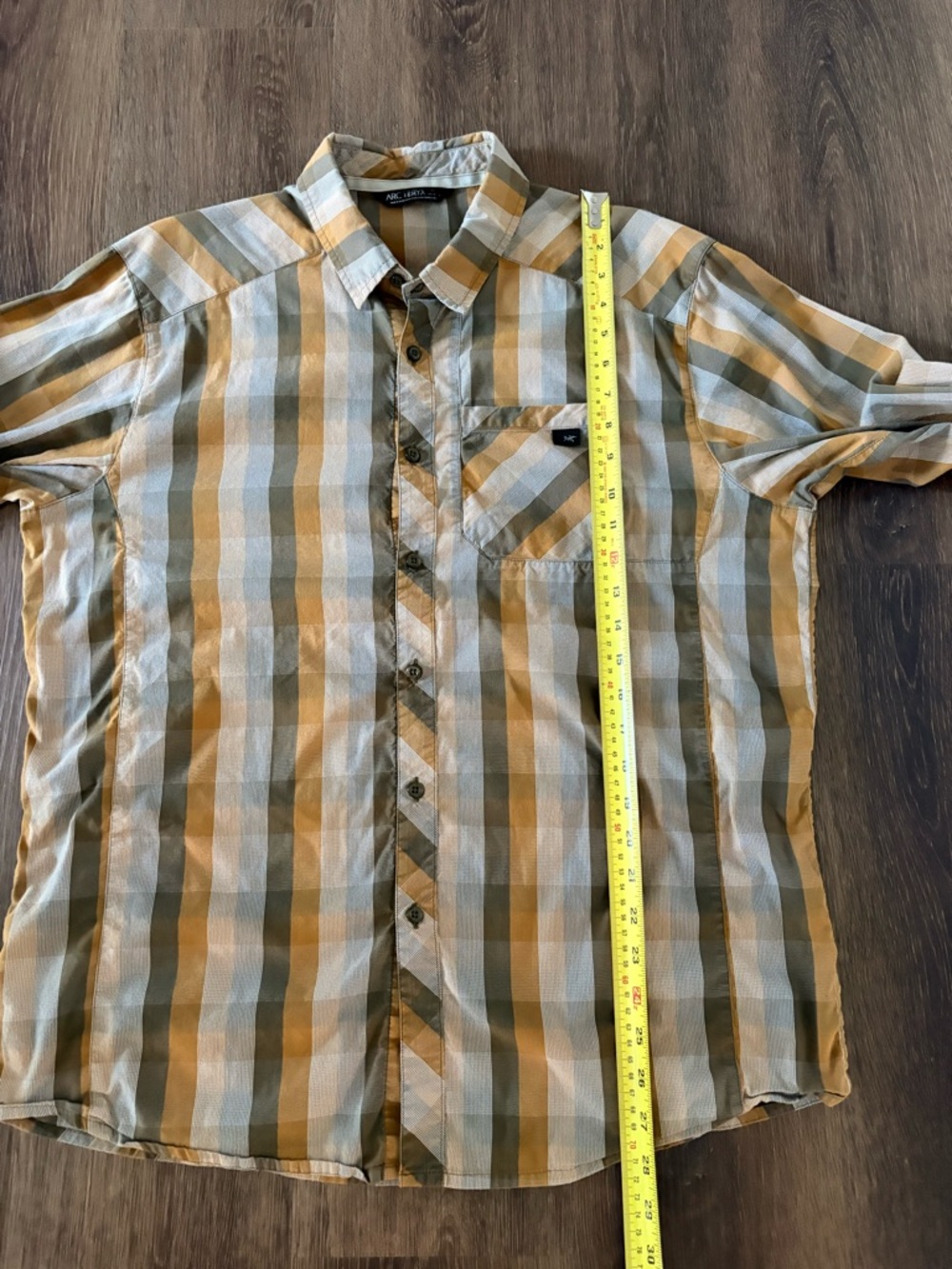 Arcteryx Peakline Hiking Camp Long Sleeve Brown Check Button Down Shirt Large - Picture 8 of 9